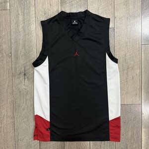 Vintage Air Jordan Jersey Mens Sz Small Black Red Bred Mesh Tank Top 23 Jumpman